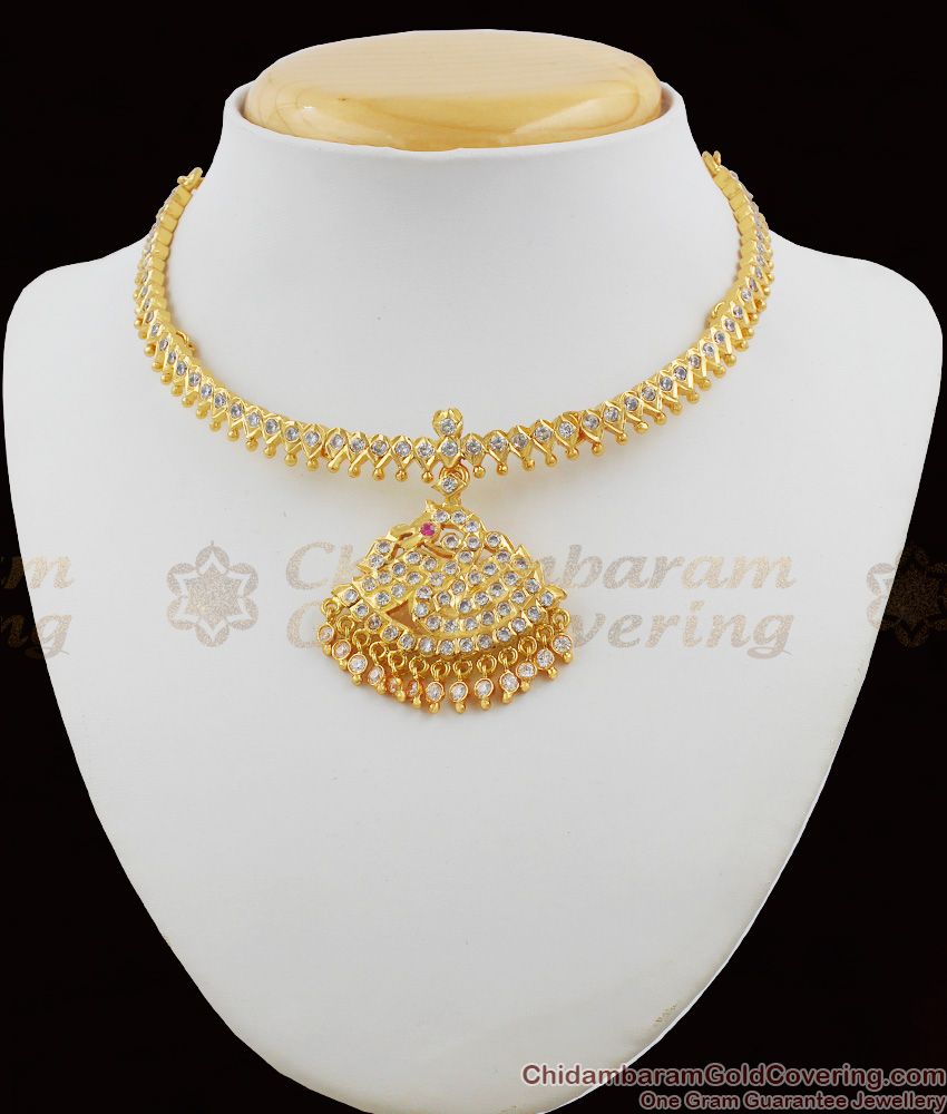 Attractive Swan Design Impon Attigai Bridal Choker Necklace Jewellery Diwali Offer NCKN1121