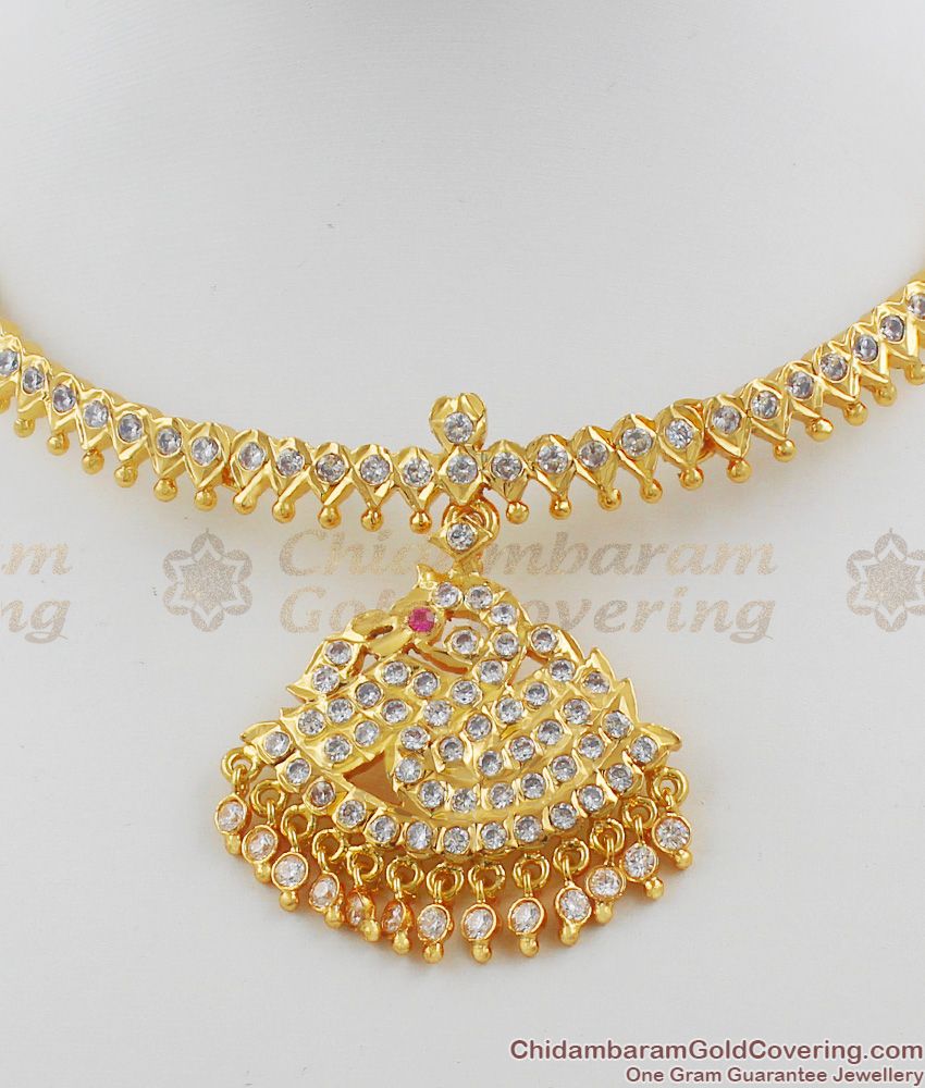 Attractive Swan Design Impon Attigai Bridal Choker Necklace Jewellery Diwali Offer NCKN1121