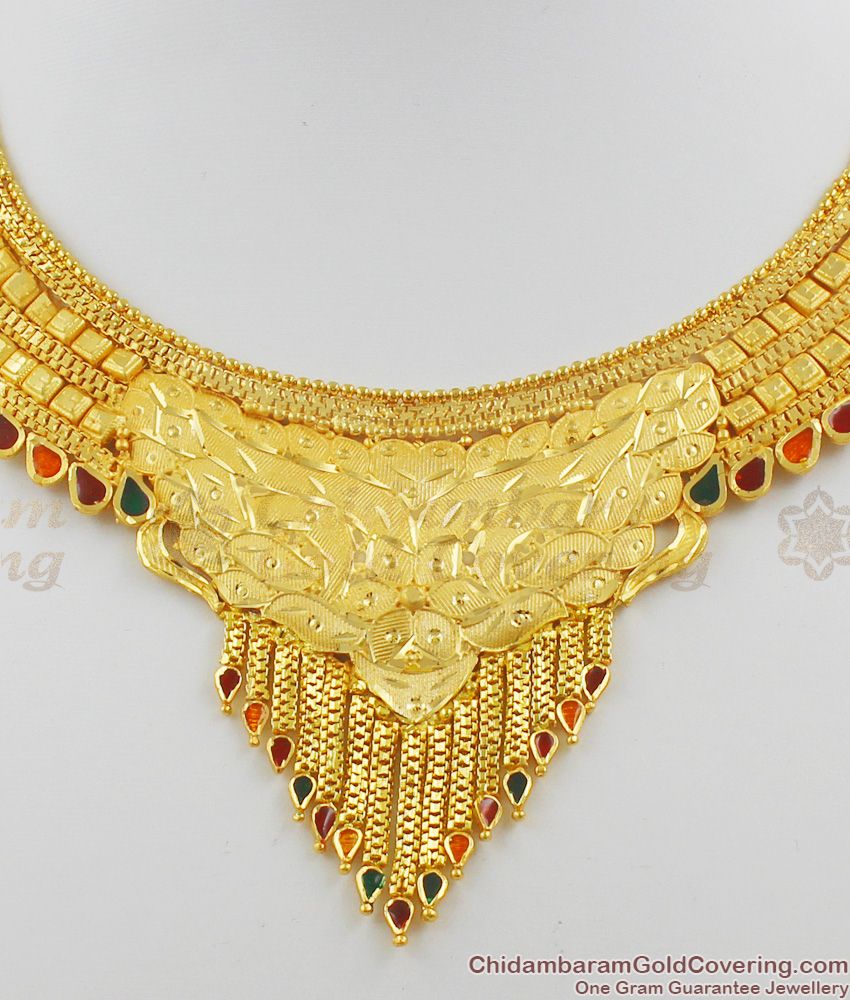 First quality Enamel Forming Necklace Bridal Design For  Marriage NCKN1126