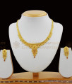 Bridal Droplet Design Enamel Forming Gold Imitation Necklace Set With Earrings NCKN1130