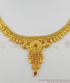 Bridal Droplet Design Enamel Forming Gold Imitation Necklace Set With Earrings NCKN1130