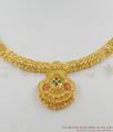 Traditional Flower Design Enamel Forming Gold Plated Necklace With Earrings NCKN1133