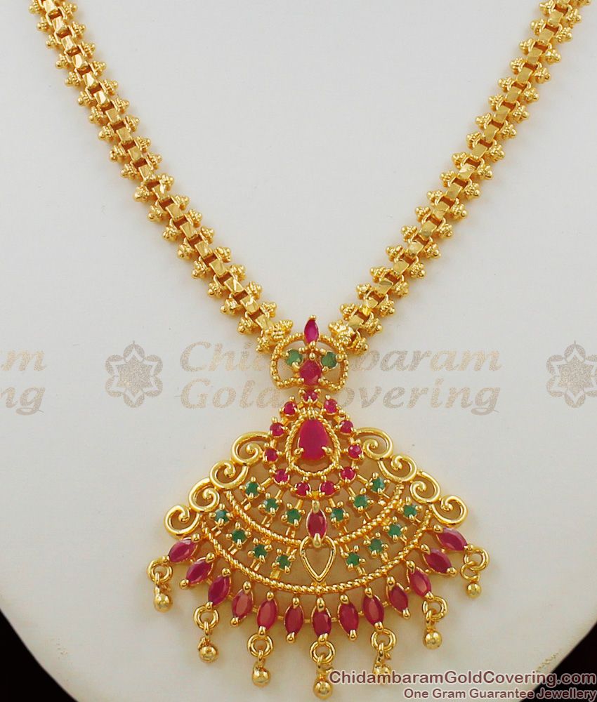 Fascinating Ruby Emerald Kundun Pattern Gold Necklace Set Bridal Jewelry NCKN1138 Fascinating Ruby Emerald Kundun Pattern Gold Necklace Set Bridal Jewelry NCKN1138