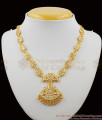 Grand White Gati Stone Gold Impon Attigai Dollar Necklace Imitation Jewelry NCKN1150