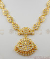 Grand White Gati Stone Gold Impon Attigai Dollar Necklace Imitation Jewelry NCKN1150