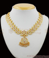 Traditional Mango Design Ruby White Gati Stone Impon Attigai Necklace Best Selling NCKN1151