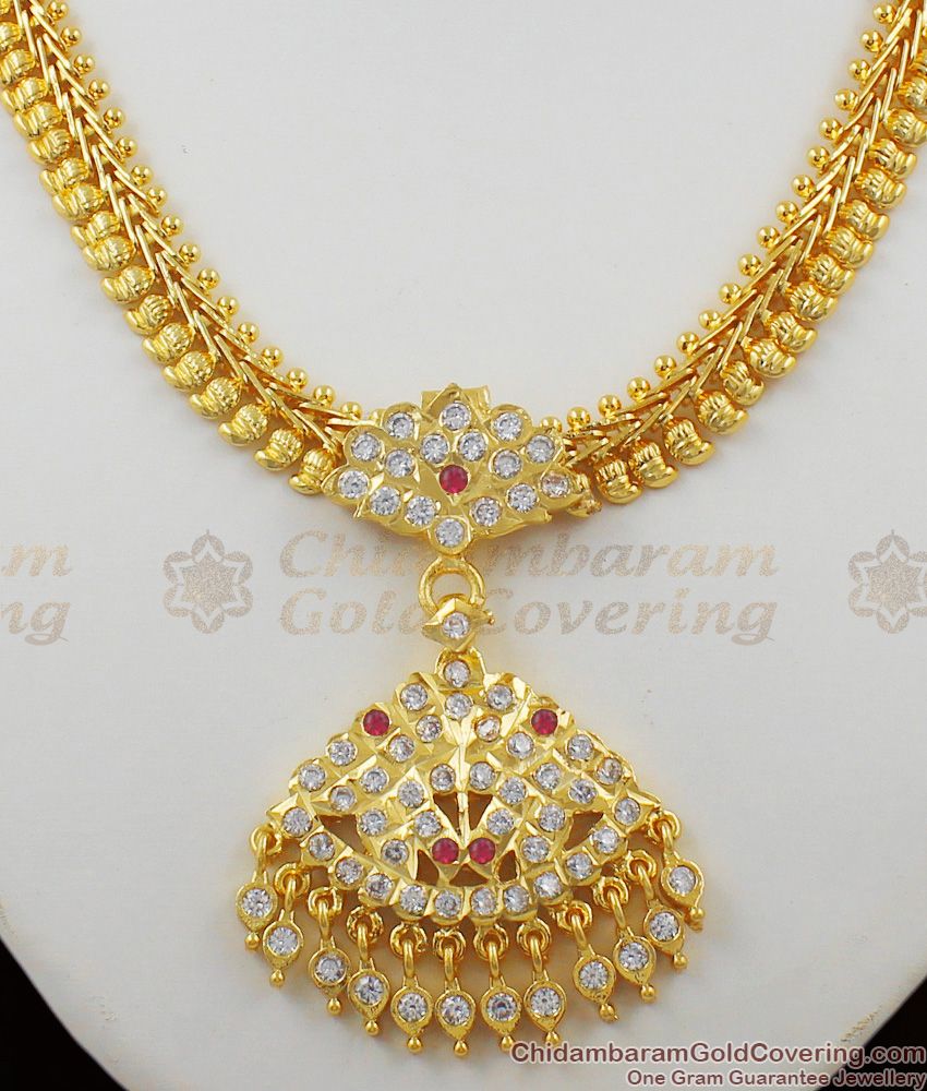 Bridal Jewelry Impon Attigai Gold Swan Dollar Necklace Design For Wedding NCKN1155