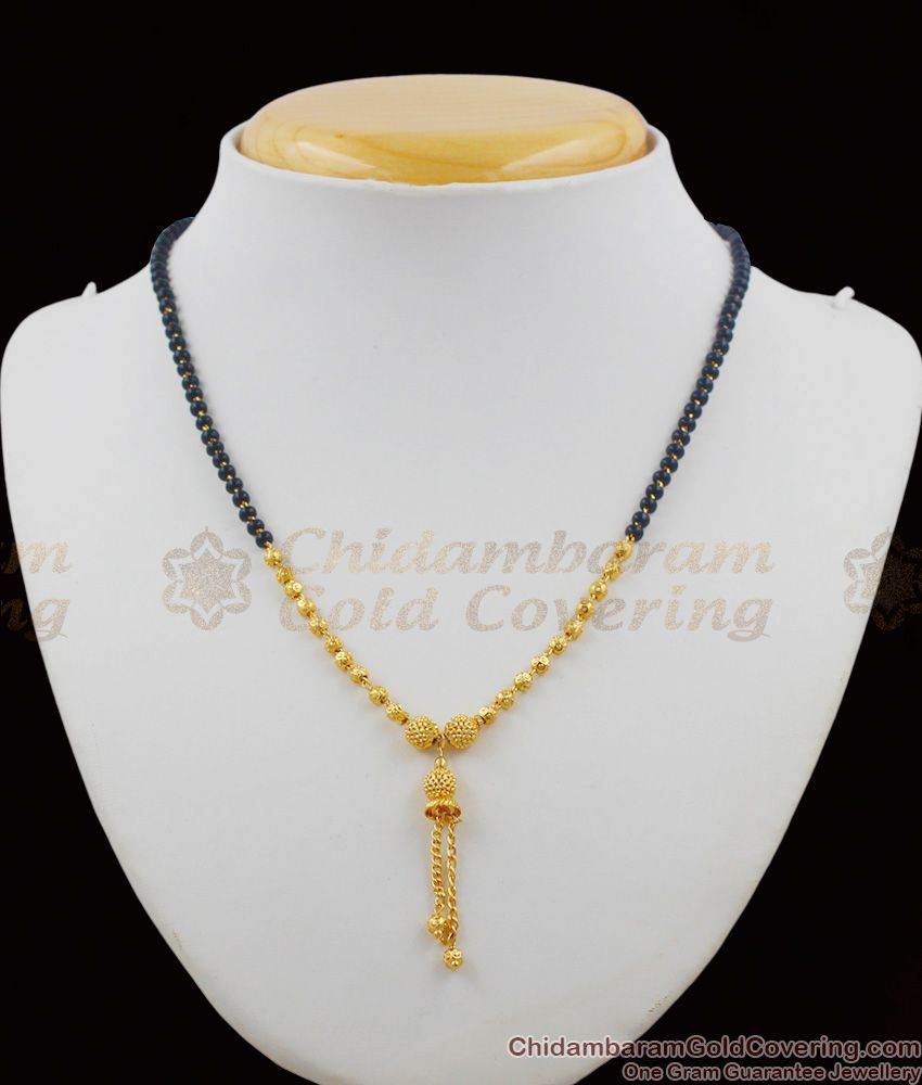 Fancy Black Beads Mangalsutra Gold Plated Balls Necklace For Ladies Online NCKN1159