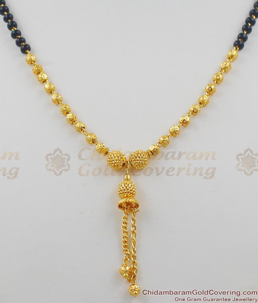 Fancy Black Beads Mangalsutra Gold Plated Balls Necklace For Ladies Online NCKN1159