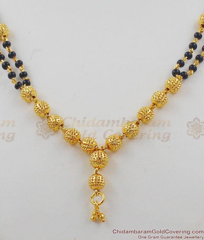 Ethnic Gold Balls With Black Beads Designer Necklace Two Line Collection NCKN1160