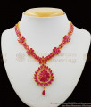 Semi Precious Full Ruby Stone Attractive Necklace Set With Earrings Party Wear NCKN1168