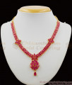 Fancy Flower Design Ruby Stone Semi Precious Necklace Earrings Combo Set NCKN1170