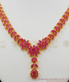 Unique Full Ruby Stone Party Wear Necklace Earrings Combo Jewellery Online NCKN1171