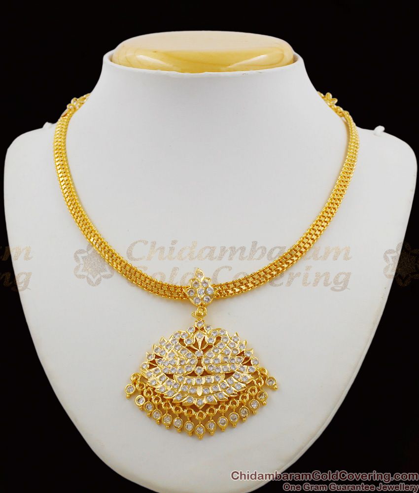 Impon Attigai Full White Stone Swan Necklace Five Metal Jewelry Online Store NCKN1173