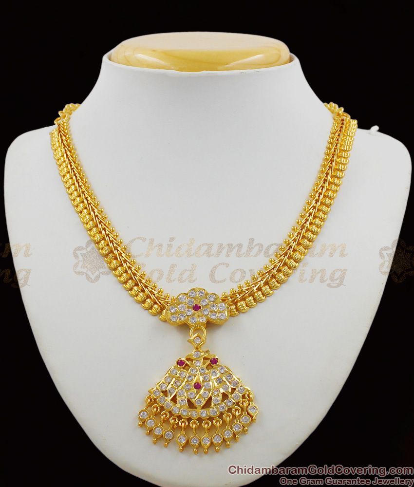 Attractive Bridal Wear Gold plated Impon Attigai Knitted Chain Necklace For Marriage NCKN1175 Attractive Bridal Wear Gold plated Impon Attigai Knitted Chain Necklace For Marriage NCKN1175