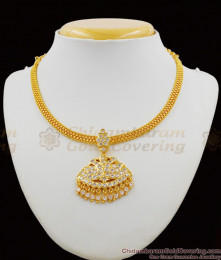 Premium Quality Impon Gold Plated Choker With White Gati Stones For Marriage NCKN1180