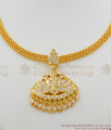 Premium Quality Impon Gold Plated Choker With White Gati Stones For Marriage NCKN1180