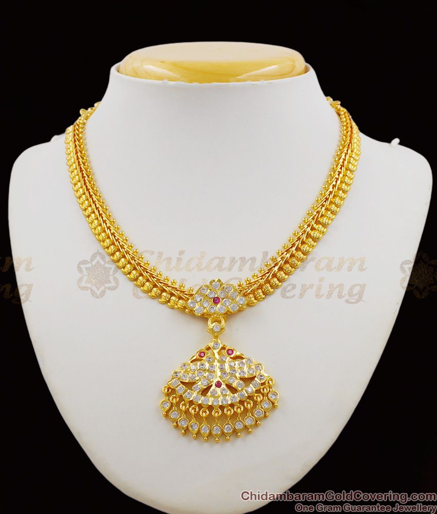 New Arrival Gold Design Impon Attigai Knitted Chain Mango Necklace For Ladies NCKN1182