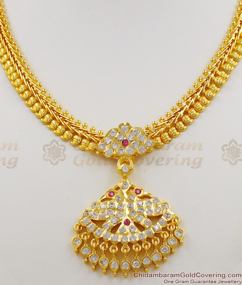 New Arrival Gold Design Impon Attigai Knitted Chain Mango Necklace For Ladies NCKN1182