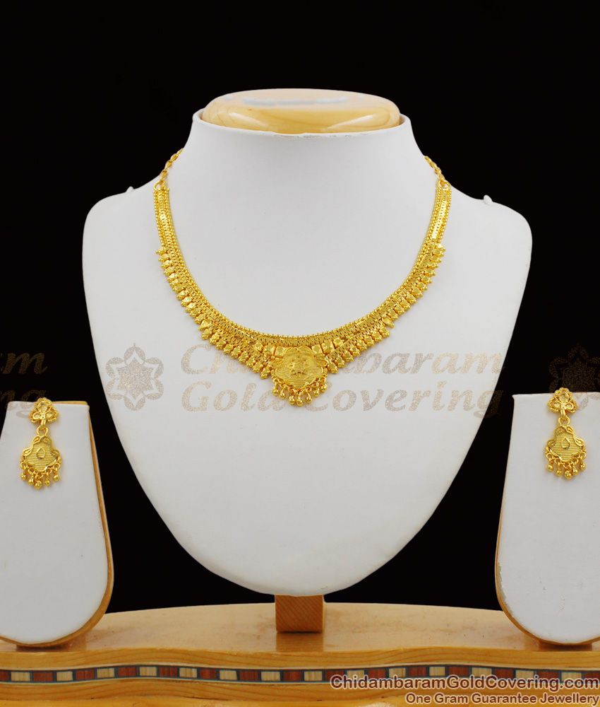 Light Weight Bridal Design Two Gram Gold Inspired Forming Necklace Combo Set NCKN1187