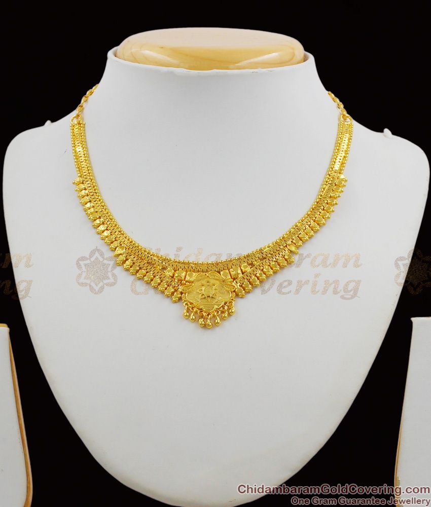 Light Weight Bridal Design Two Gram Gold Inspired Forming Necklace Combo Set NCKN1187