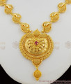 Cinematic Design Ruby Stone Gold Plated Big Dollar Kerala Necklace Bridal Collection NCKN1195