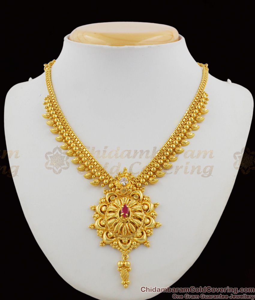Aspiring AD Ruby Stone Big Attractive Dollar Necklace With Guarantee For Womens NCKN1196 Aspiring AD Ruby Stone Big Attractive Dollar Necklace With Guarantee For Womens NCKN1196