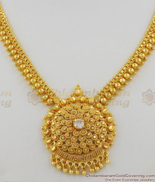 Dynamic Plain Gold AD White Crystal Traditional Necklace Collection For Womens NCKN1203