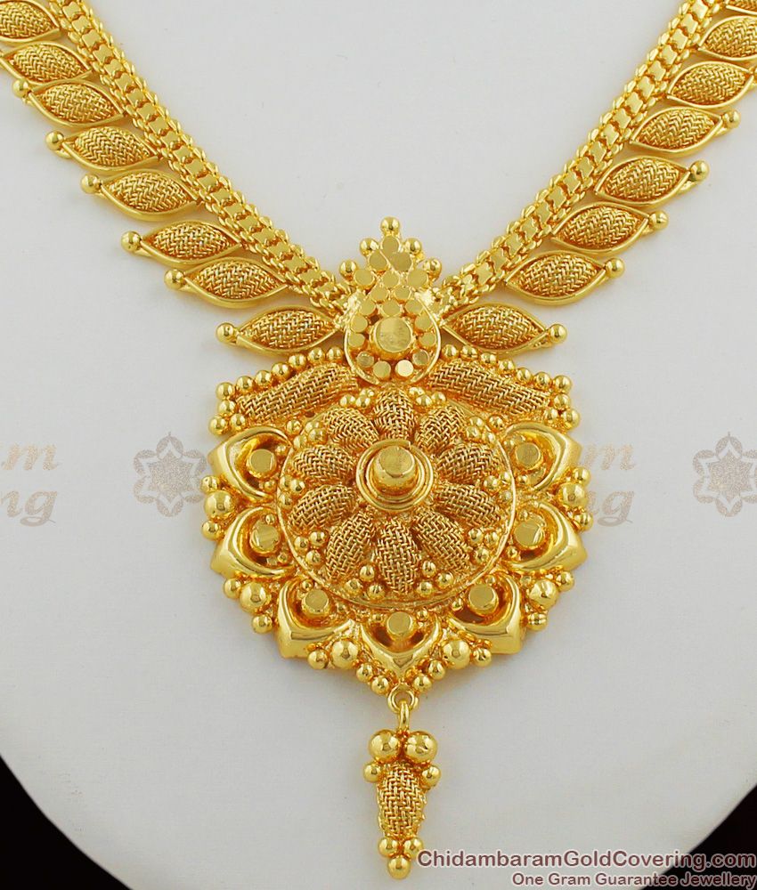 South Indian Traditional Bridal Design Real Gold Dollar Mullaipoo Necklace NCKN1216