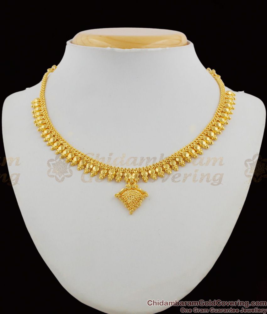 Fancy Gold Model Short Necklace With Small Dollar Kerala Gold Jewelry NCKN1221