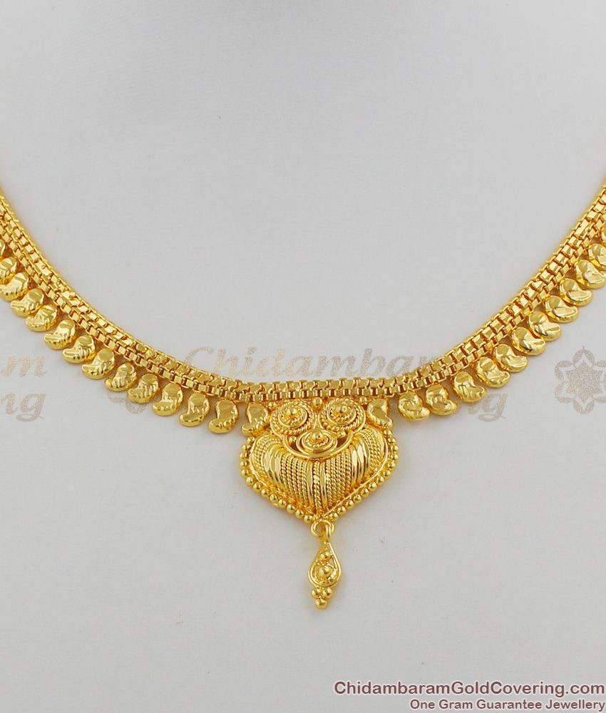 Party Wear Gold Plated Short Necklace Mullaipoo Design For Marriage Functions NCKN1222