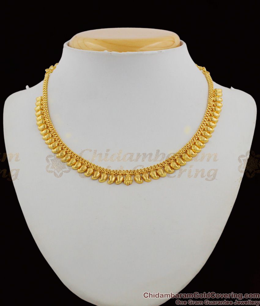 Beautiful Gold Choker Necklace Traditional Mullaipoo Kerala Design Jewelry NCKN1225