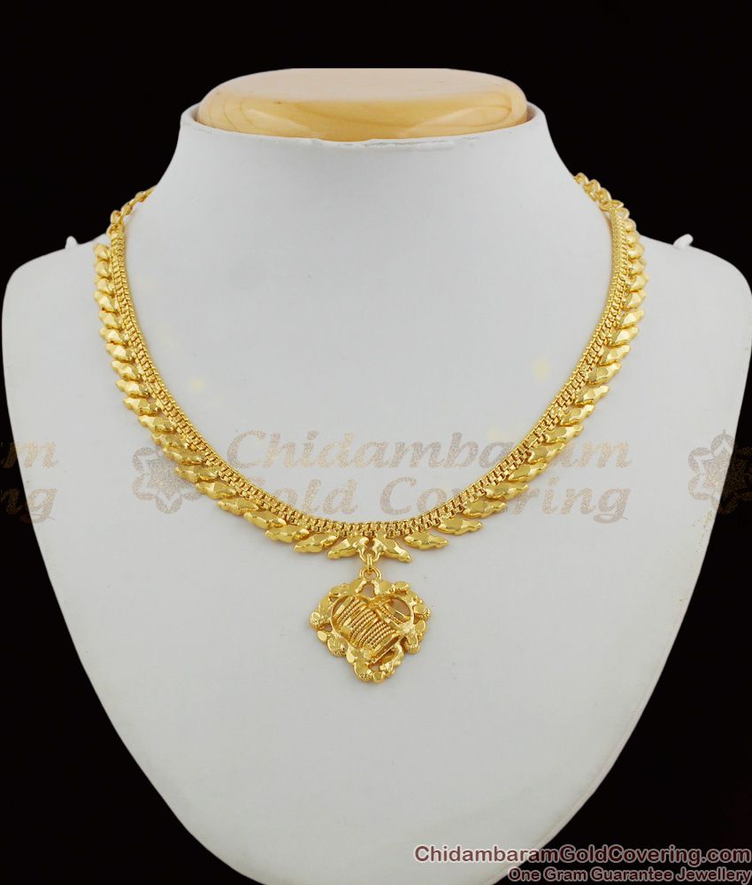 Trendy Heart Dollar Aspiring Gold Necklace Calcutta Light Weight Design NCKN1228
