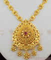 Big Attractive Ruby Stone Leaf Dollar Necklace With Beads Heavy Gold Jewellery NCKN1230