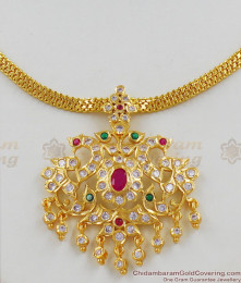 Multi Color Stone Attractive Impon Gold Peacock Design imitation Necklace NCKN1240