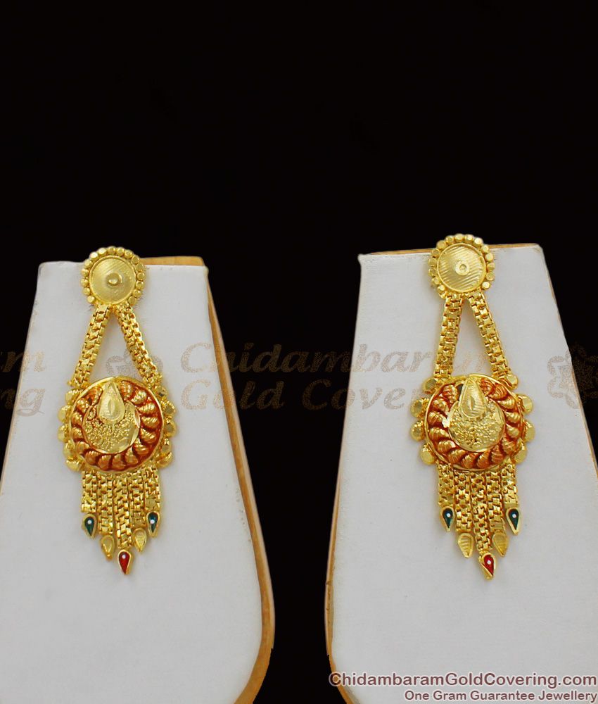 Bridal Set Two Gram gold Plated Jewellery Enamel Forming Necklace With Earrings NCKN1246