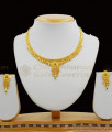 Simple Two Gram Gold Plated Jewellery Enamel Forming Necklace Set With Earrings NCKN1248