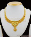 Grand Look Enamel Forming Gold Plated Necklace Bridal Set With Colorful Stones NCKN1250