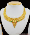 Cinematic Gold Full Forming Calcutta Design Bridal Necklace Set With Earrings Online NCKN1254