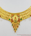 Cinematic Gold Full Forming Calcutta Design Bridal Necklace Set With Earrings Online NCKN1254