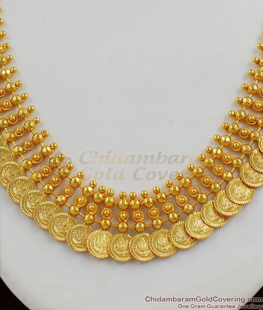 Full Lakshmi Coin Double Layer Beaded Gold Plated Necklace Collection One Gram Gold NCKN1261