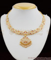 Full Gold Traditional Impon Peacock Pattern Necklace With AD Ruby Stone NCKN1266