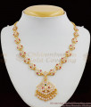 New Arrival Grand Gold Plated Impon Full Pink And White Stone Bridal Necklace Jewellery NCKN1268