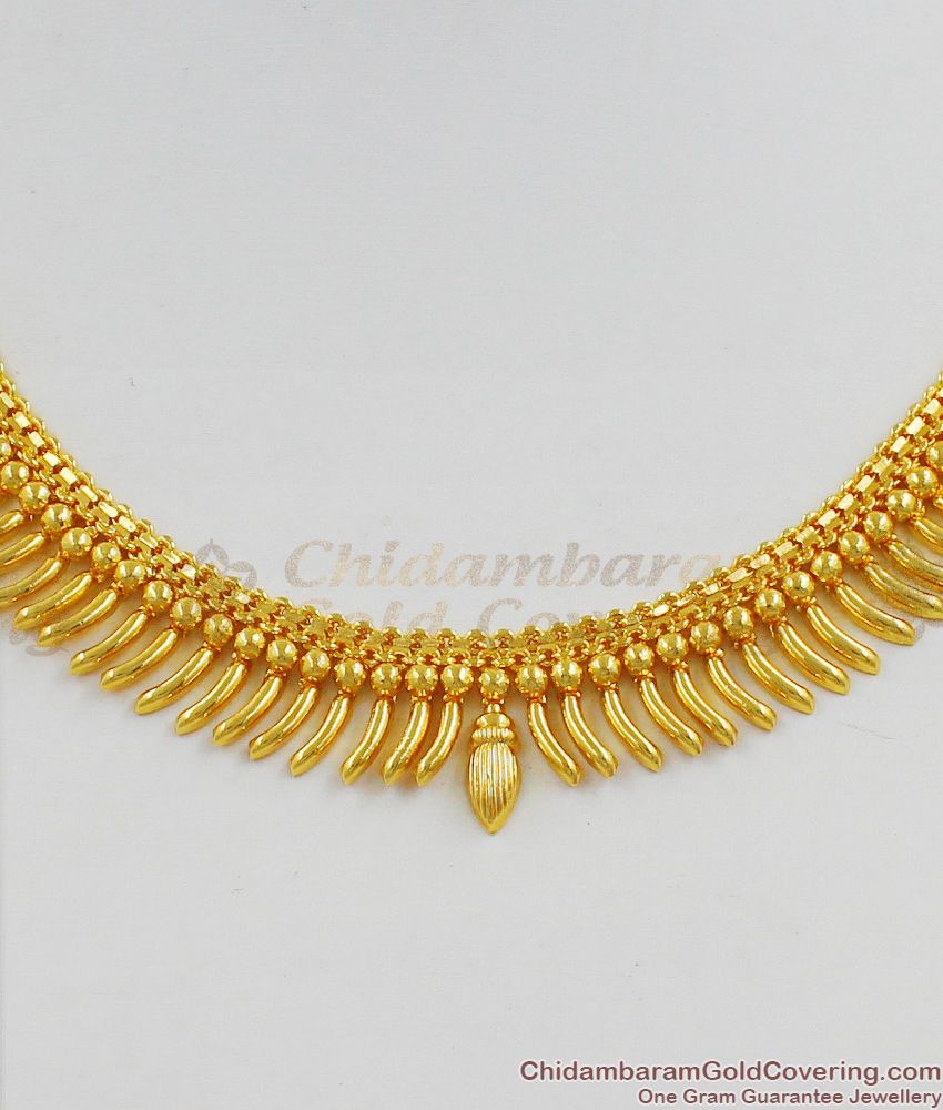 Kerala Gold One Gram Mullaipoo Imitation Necklace Jewelry Collection For Womens NCKN1271