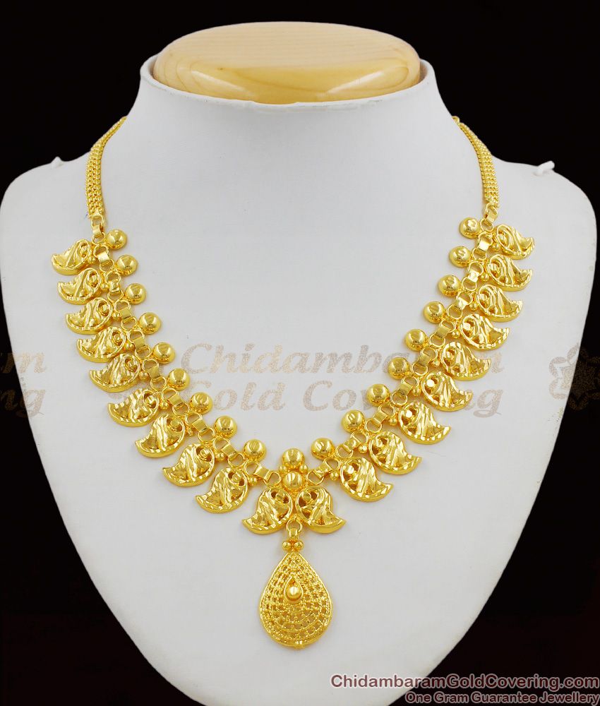Light Weight Mango Pattern One Gram gold Neckalce Jewellery With Pendant Design NCKN1278