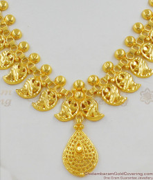 Light Weight Mango Pattern One Gram gold Neckalce Jewellery With Pendant Design NCKN1278 Light Weight Mango Pattern One Gram gold Neckalce Jewellery With Pendant Design NCKN1278