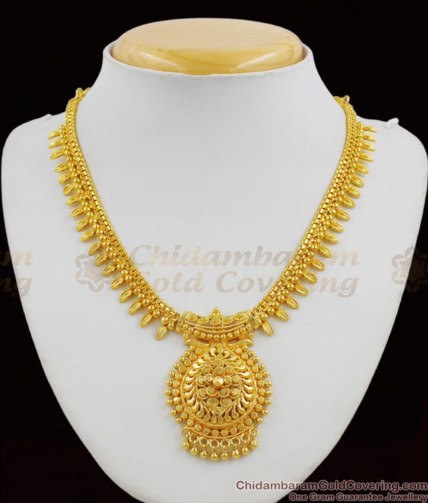 Mullaipoo Design Kerala Gold Plated Design Big Dollar Chain Type Traditional Necklace NCKN1290