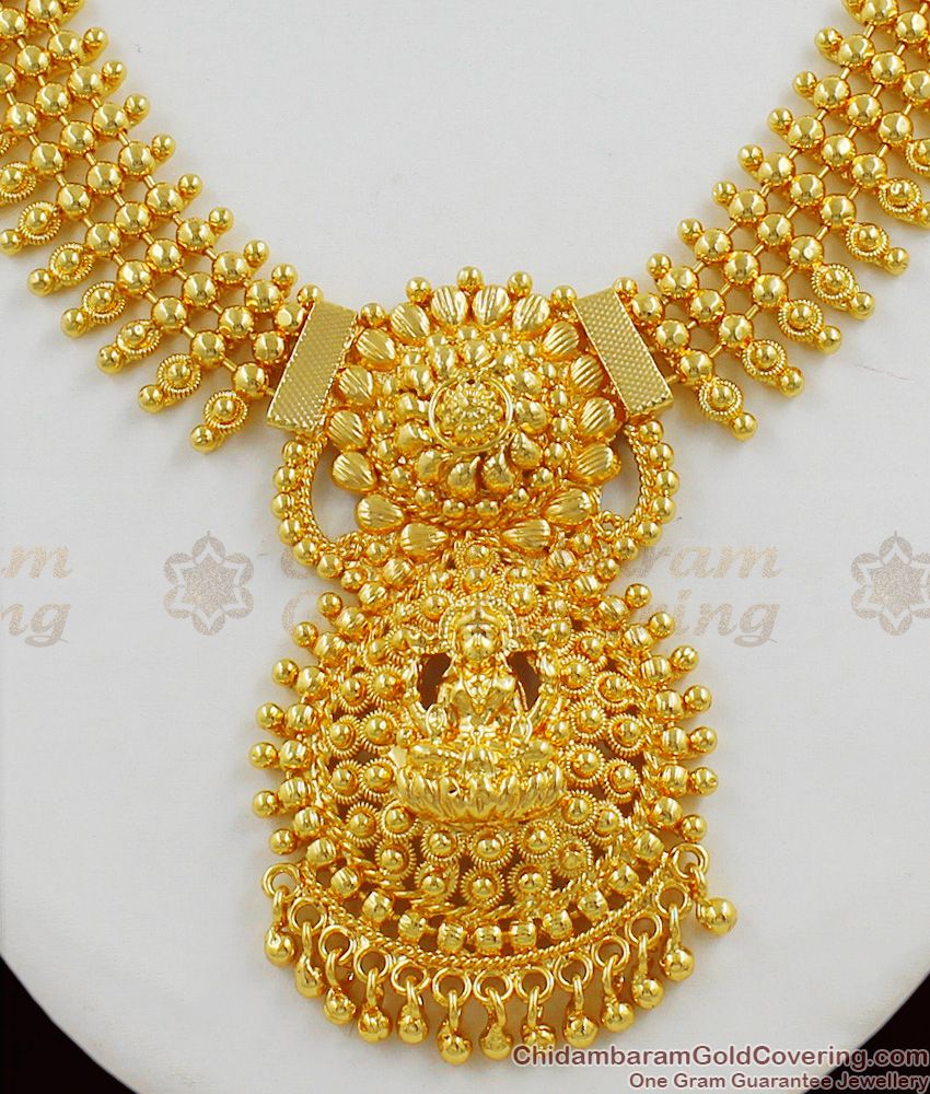 Majestic Gold Lakshmi Design Heavy Necklace Traditional Collection For Womens NCKN1296 