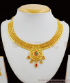 Attractive Real Gold Like Close Neck Forming Choker With Earrings Bridal Jewellery Set NCKN1302