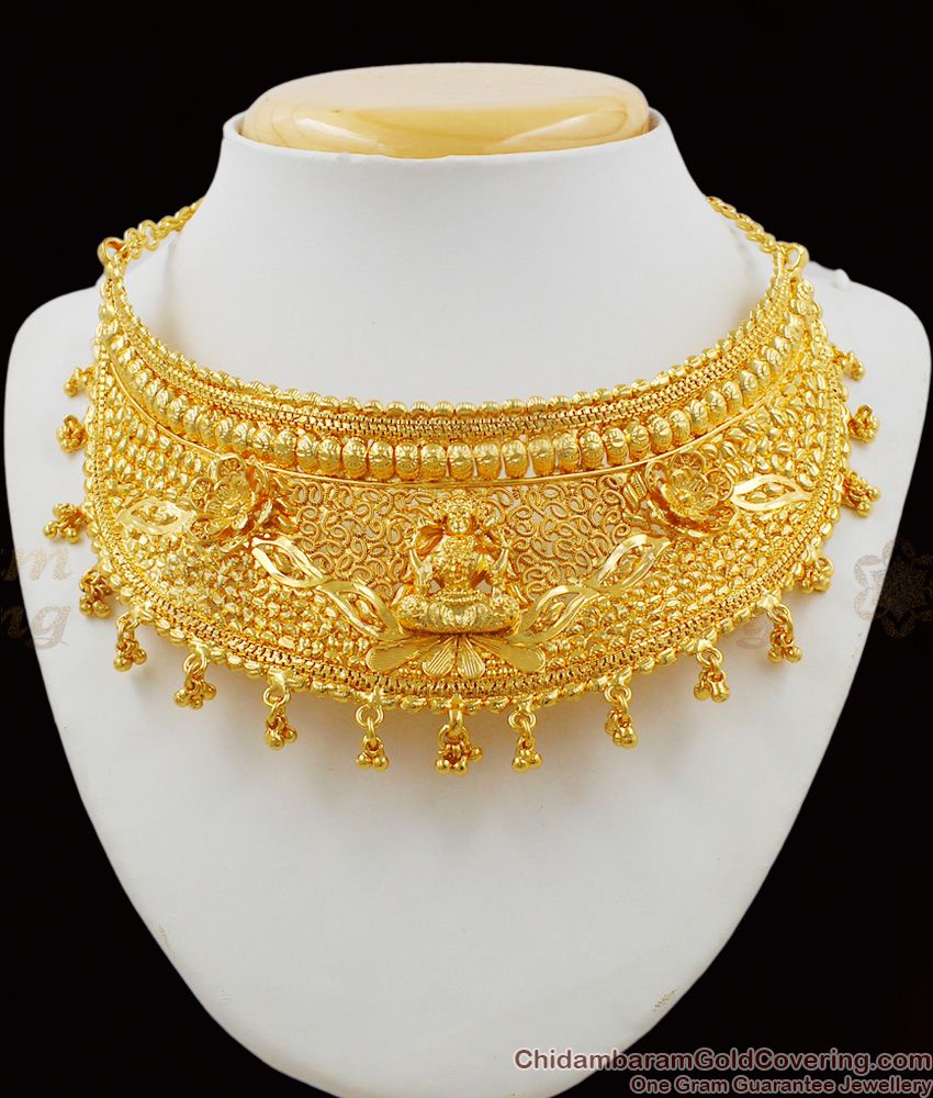 Grand Lakshmi Temple Jewelry Design Gold Choker Necklace NCKN1303